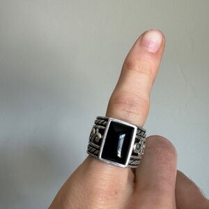 Silver Black Stone Men's Ring